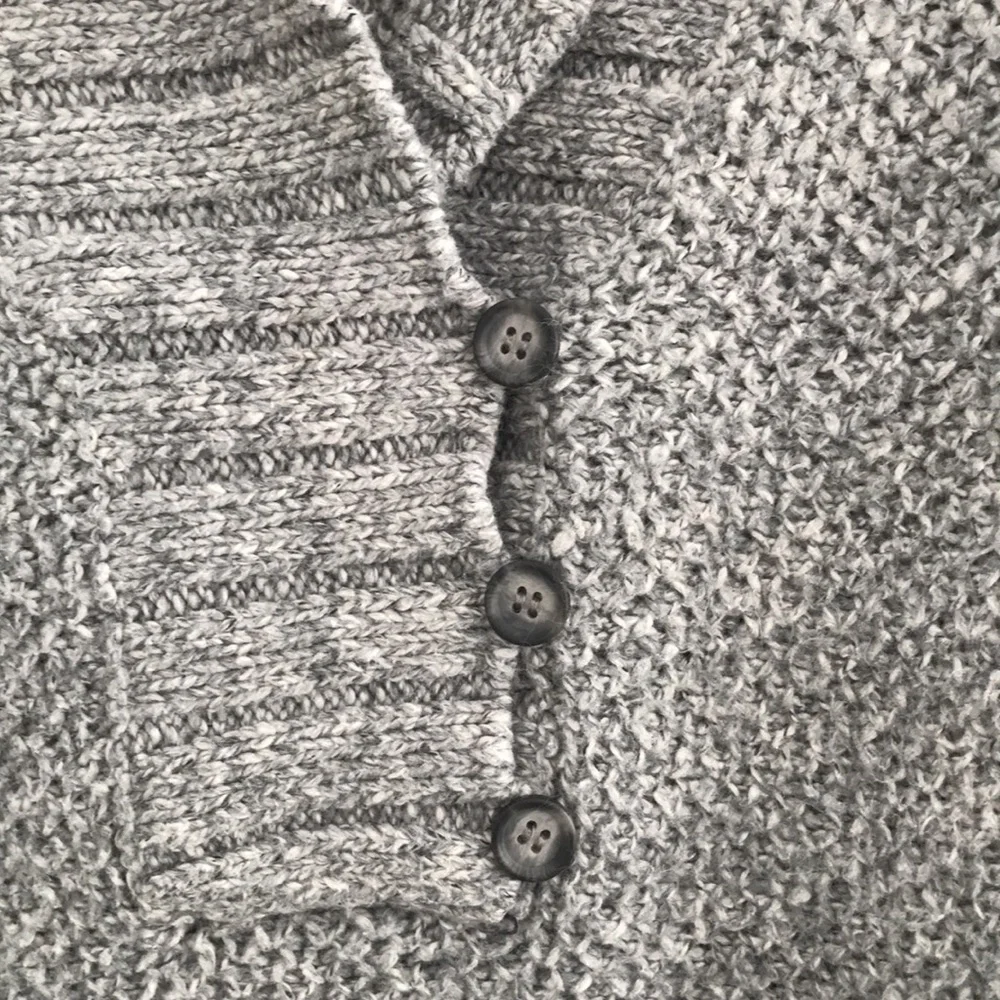 DKNY | Women’s cotton blend shawl collar sweater. Light gray, size L - Picture 3 of 7